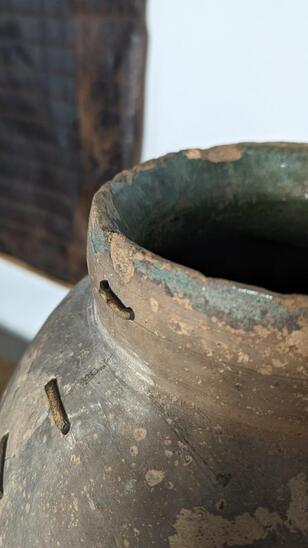 19th terracotta jar in a wabisabi style