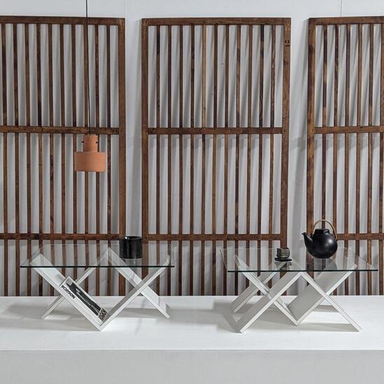 2 graphic design side tables 60s