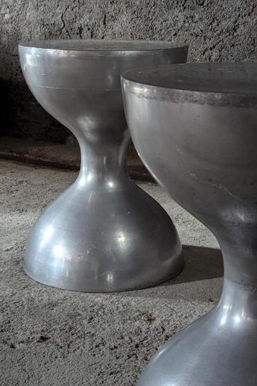 Cast aluminium pair of stools