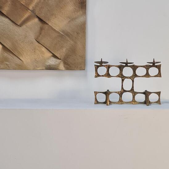 Heinz Goll brass brutalist candleholder, 1970s