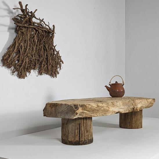 primitive oak bench/ coffee table