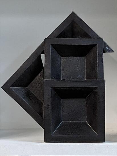 Tall 1980s graphic black ceramic